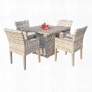 TKC Fairmont 5 Piece 40 Square Patio Dining Set in Beige