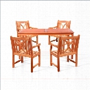 Vifah Balthazar 5 Piece Rectangular Hardwood Table Set with Arm Chairs