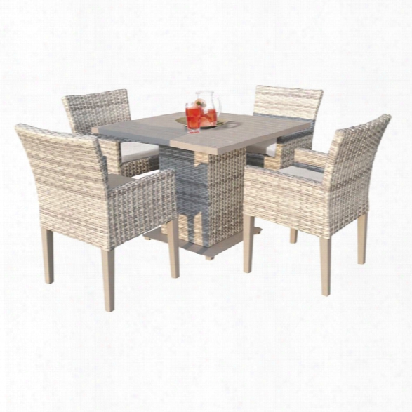 Tkc Fairmont 5 Piece 40 Square Patio Dining Set In Beige