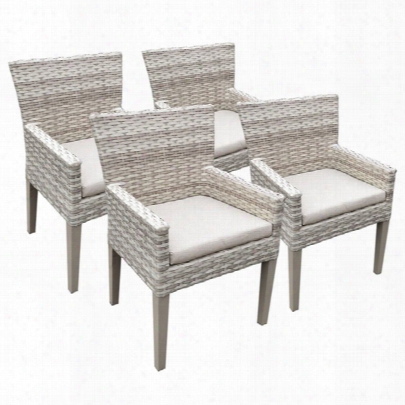 Tkc Fairmont Patio Dining Arm Chair In Beige (set Of 4)