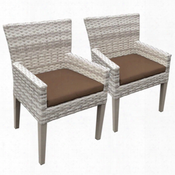 Tkc Fairmont Patio Dining Arm Chair In Dark Brown (set Of 2)