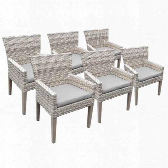 Tkc Fairmont Patio Dining Arm Chair In Gray (set Of 6)