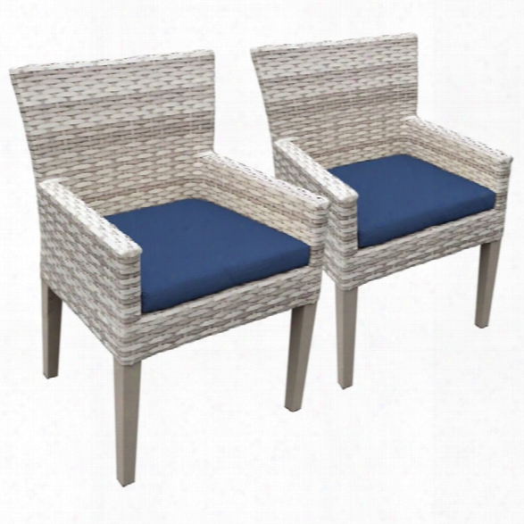 Tkc Fairmont Patio Dining Arm Chair In Navy (set Of 2)