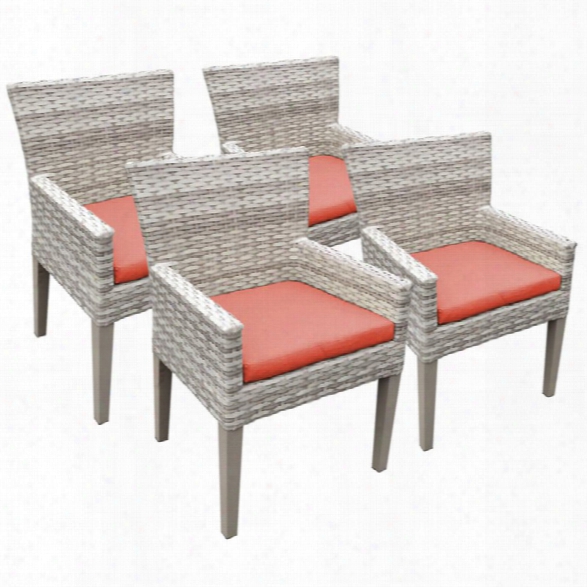 Tkc Fairmont Patio Dining Arm Chair In Orange (set Of 4)