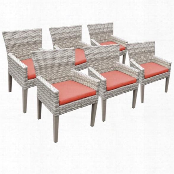 Tkc Fairmont Patio Dining Arm Chair In Orange (set Of 6)