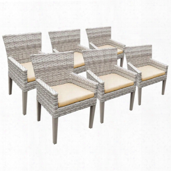 Tkc Fairmont Patio Dining Arm Chair In Sesame (set Of 6)