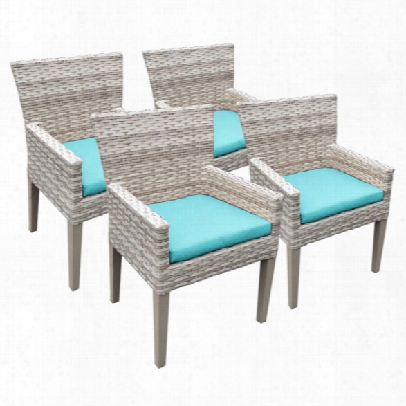 Tkc Fairmont Patio Dining Arm Chair In Turquoise (set Of 4)