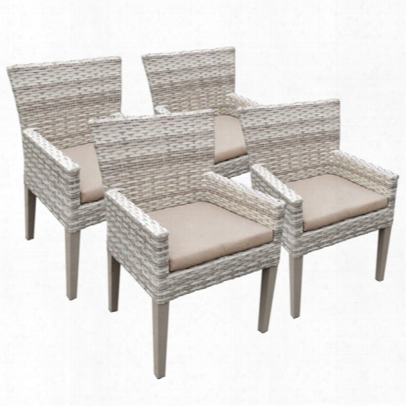 Tkc Fairmont Patio Dining Arm Chairman In Wheat (set Of 4)