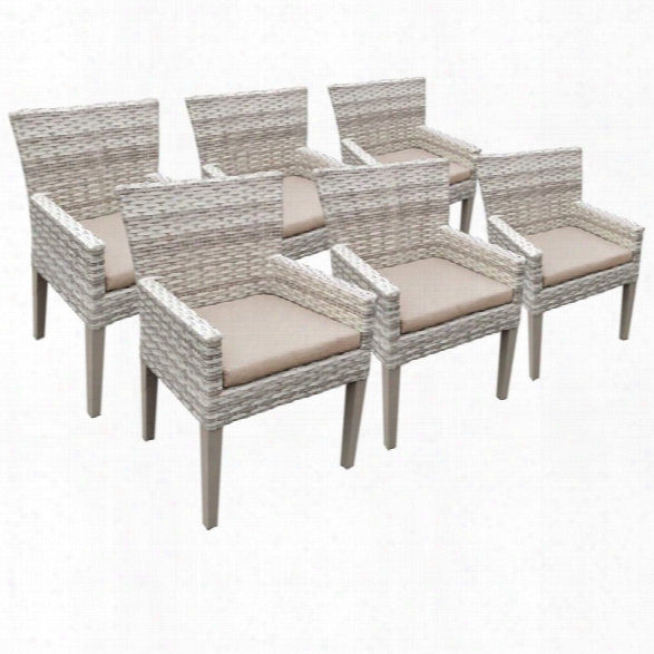 Tkc Fairmont Patio Dining Arm Chair In Wheat (set Of 6)