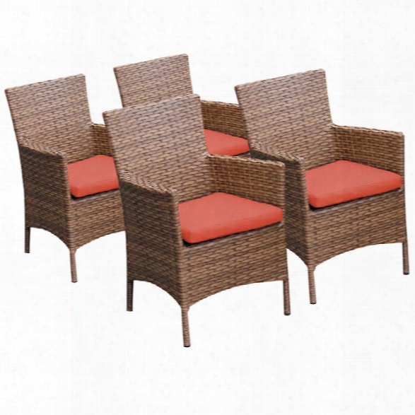 Tkc Laguna Patio Dining Arm Chair In Orange (set Of 4)