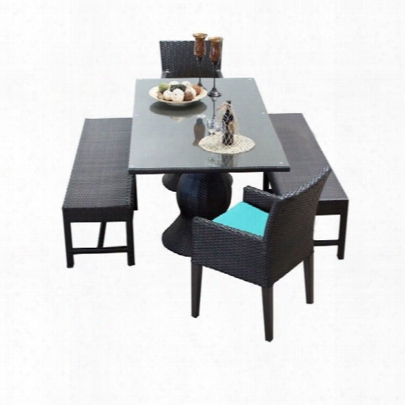 Tkc Napa 5 Piece Wicker Patio Dining Set In Aruba