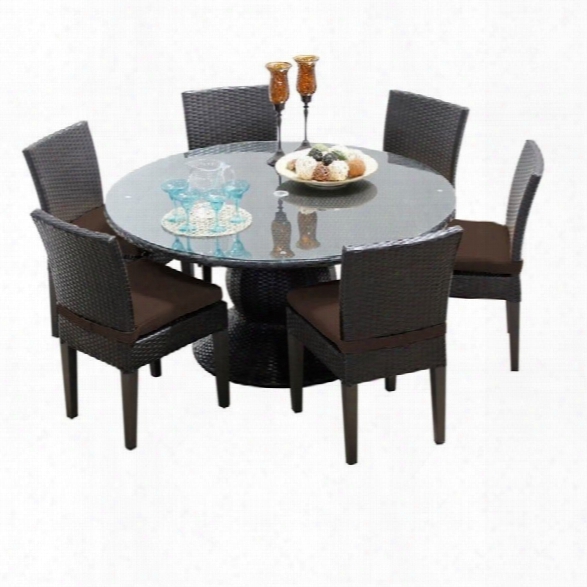 Tkc Napa 60 7 Piece Wicker Patio Dining Set In Cocoa