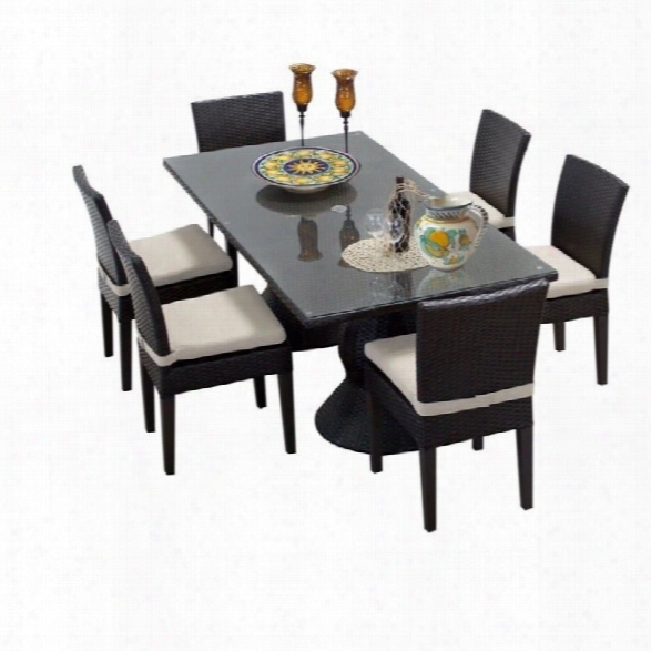 Tkc Napa 7 Piece Wicker Patio Dining Set In Beige