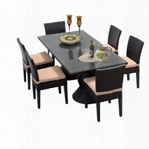 Tkc Napa 7 Piece Wicker Patio Dining Set In Wheat