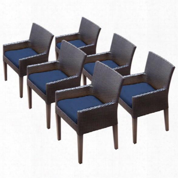 Tkc Napa Patio Dining Arm Chair In Navy (set Of 6)
