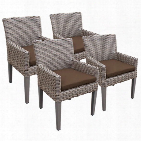 Tkc Oasis Patio Dining Arm Chair In Dark Brown (set Of 4)