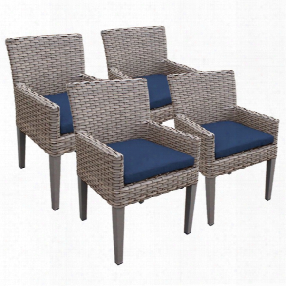 Tkc Oasis Patio Dining Arm Chair In Navy (set Of 4)