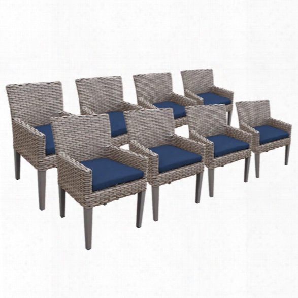 Tkc Oasis Patio Dining Arm Chair In Navy (set Of 8)