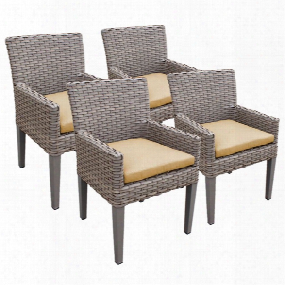 Tkc Oasis Patio Dining Arm Chair In Sesame (set Of 4)