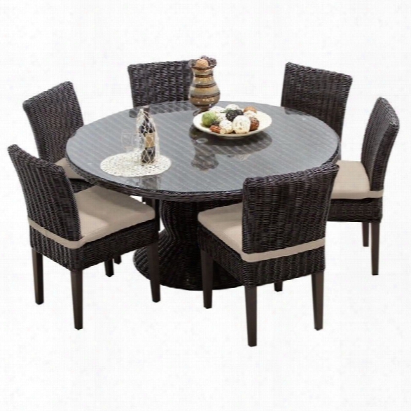 Tkc Venice 60 7 Piece Wicker Patio Dining Set In Beige