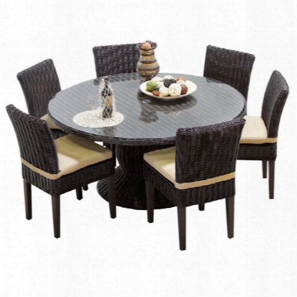 Tkc Venice 60 7 Piece Wicker Patio Dining Set In Sesame