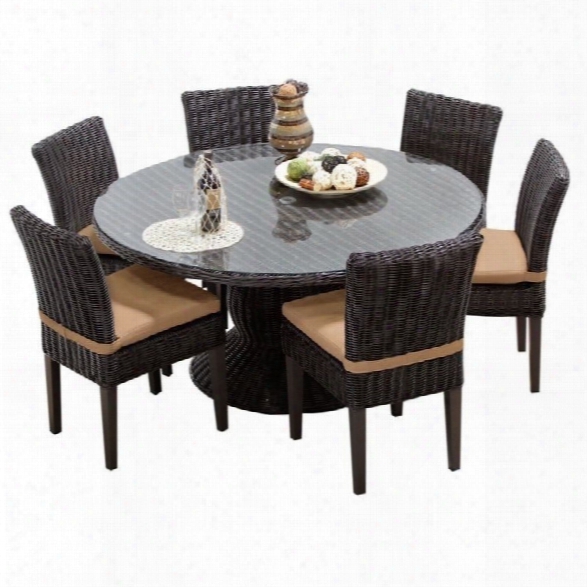 Tkc Venice 60 7 Piece Wicker Patio Dining Set In Wheat