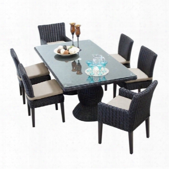 Tkc Venice 7 Piece Wicker Patio Dining Set In Beige