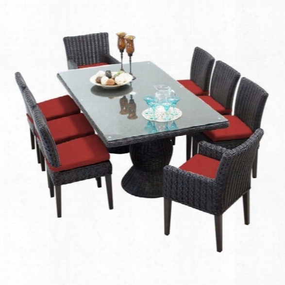 Tkc Venice 9 Piece Wicker Patio Dining Set In Terracotta