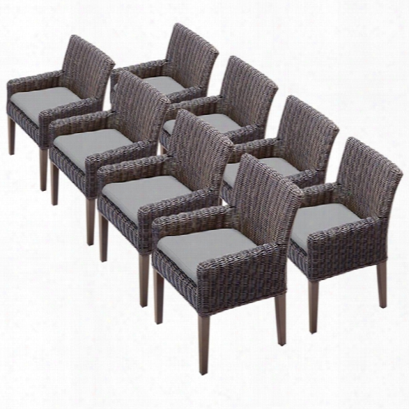 Tkc Venice Patio Dining Arm Chair In Gray (set Of 8)