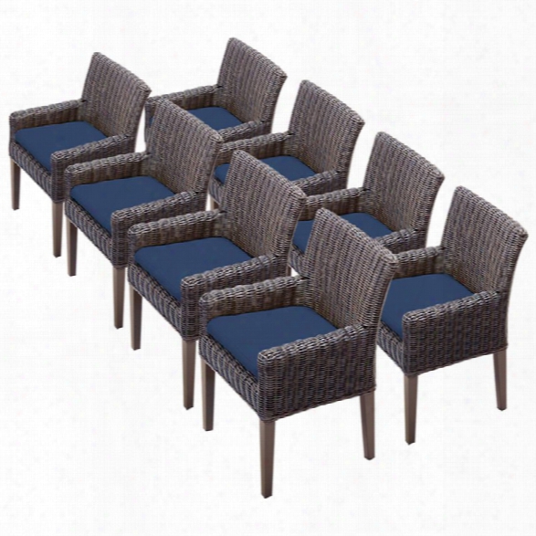 Tkc Venice Patio Dining Arm Chair In Navy (set Of 8)