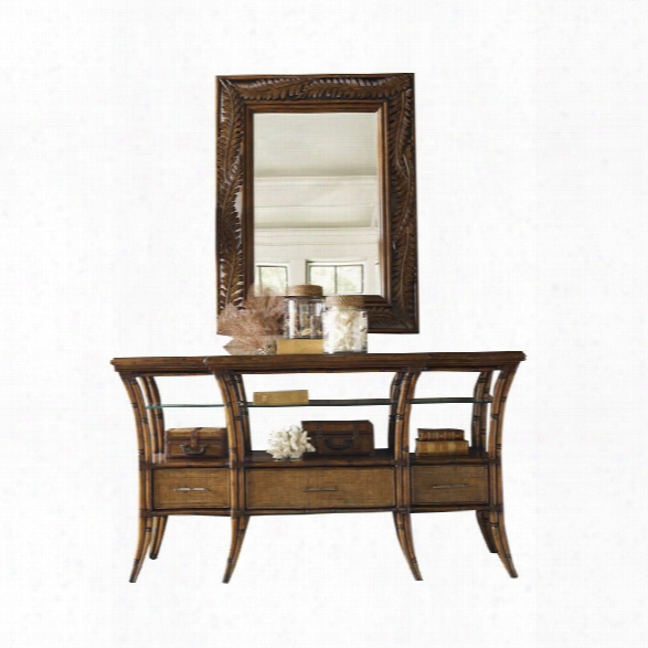 Tommy Bahama Bali Hai Sideboard With Mirror In Warm Brown