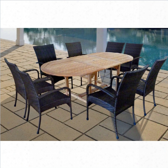 Vifah 9 Piece Outdoor Oval Table Dining Set