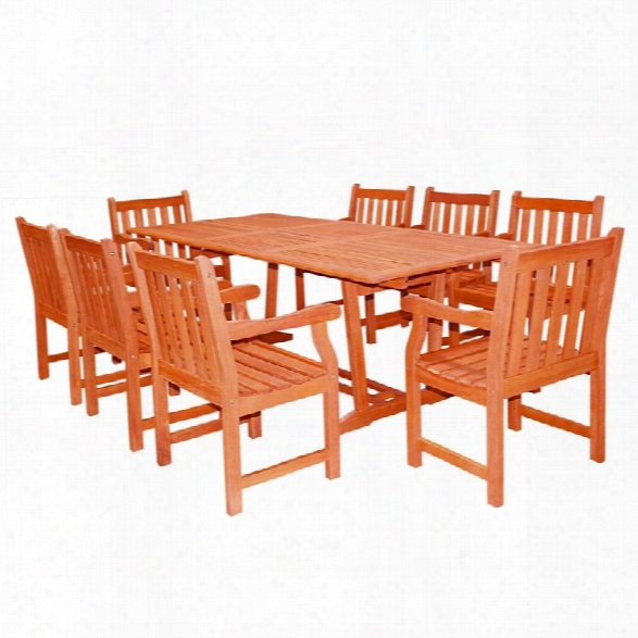 Vifah Airblade 9 Piece Wood Patio Dining Set