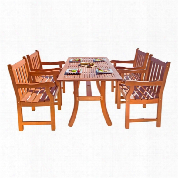 Vifah Atlantic 5 Piece Wood Patio Dining Set