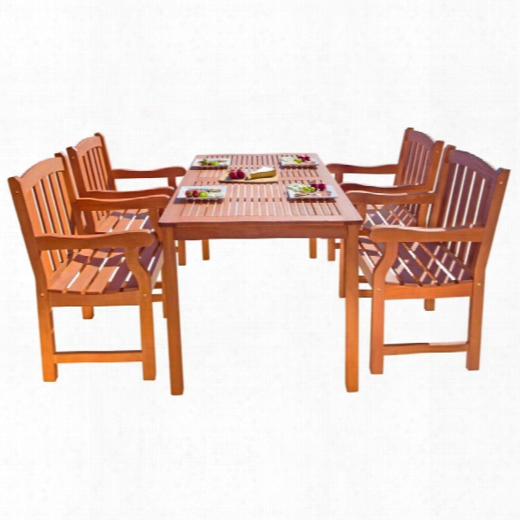 Vifah Balthazar 5 Piece Wood Patio Dining Set