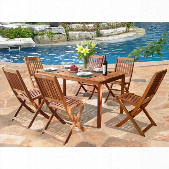 Vifah Balthazar Dining Set With 6 Folding Bistro Chairs