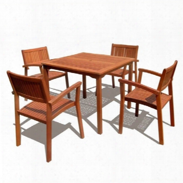 Vifah Ibiza 5 Piece Wood Patio Dining Set