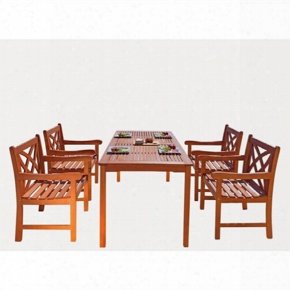 Vifah Malibu 5 Piece Wood Patio Dining Set