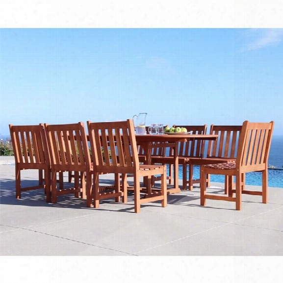 Vifah Malibu 9 Piece Extendable Hardwood Patio Dining Set