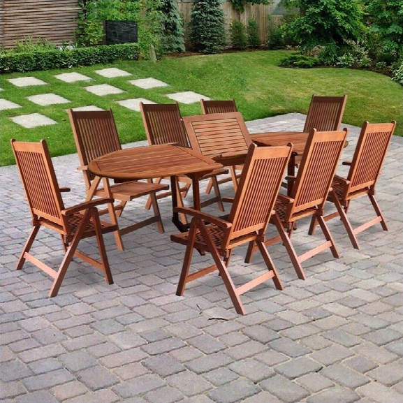 Vifah Vista 9 Piece Wood Patio Dining Set