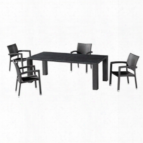 Zuo Boracay 5 Piece Patio Dining Set In Espresso