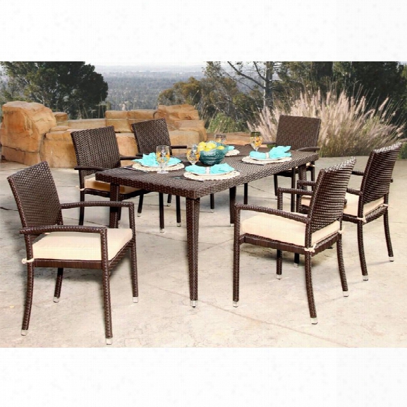 Abbyson Living Ivan 7 Piece Outdoor Dining Set In Espresso