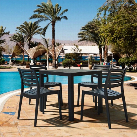 Compamia Ares 5 Piece Square Resin Patio Dining Set In Black