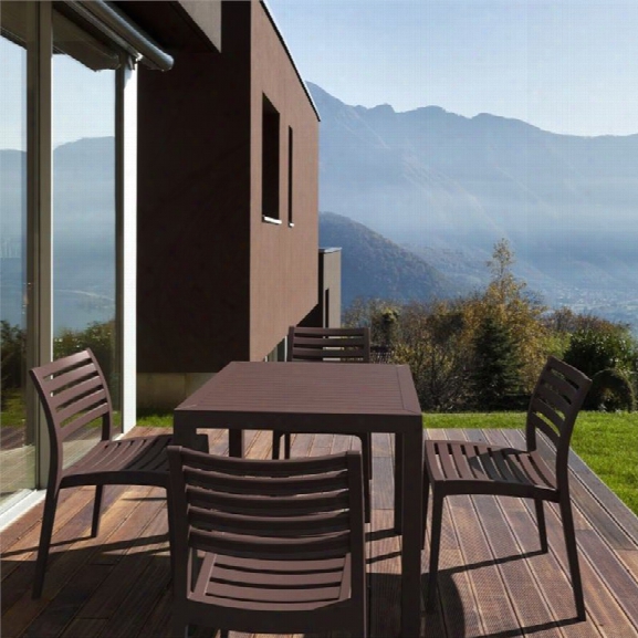 Compamia Ares 5 Piece Square Resin Patio Dining Set In Brown