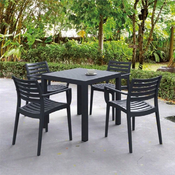 Compamia Ares 5 Piece Square Resin Patio Dining Set In Dark Gray