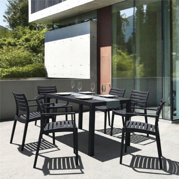 Compamia Artemis 7 Piece Resin Patio Dining Set In Black