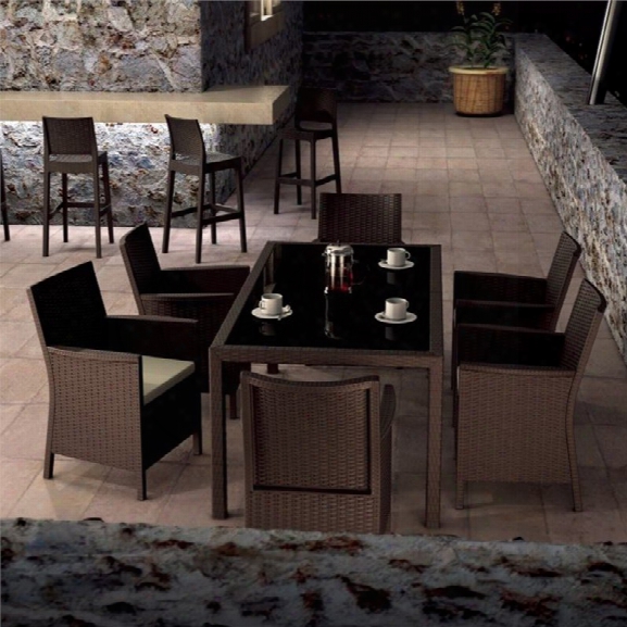 Compamia California 7 Piece Wickerlook Patio Dining Set In Brown