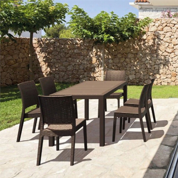 Compamia Orlando 7 Piece Wickerlook Patio Dining Set In Brown