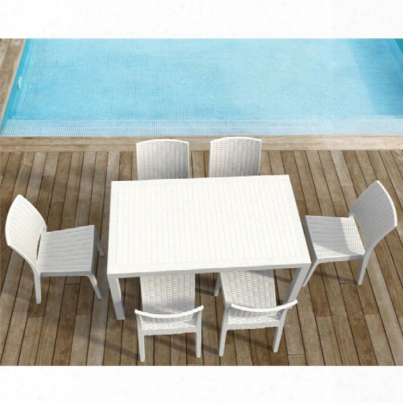 Compamia Orlando 7 Piece Wickerlook Patio Dining Set In White