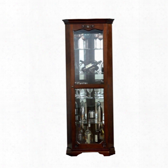 Furniture Of America Lennie Traditional Corner Curio Cabinet In Walnut